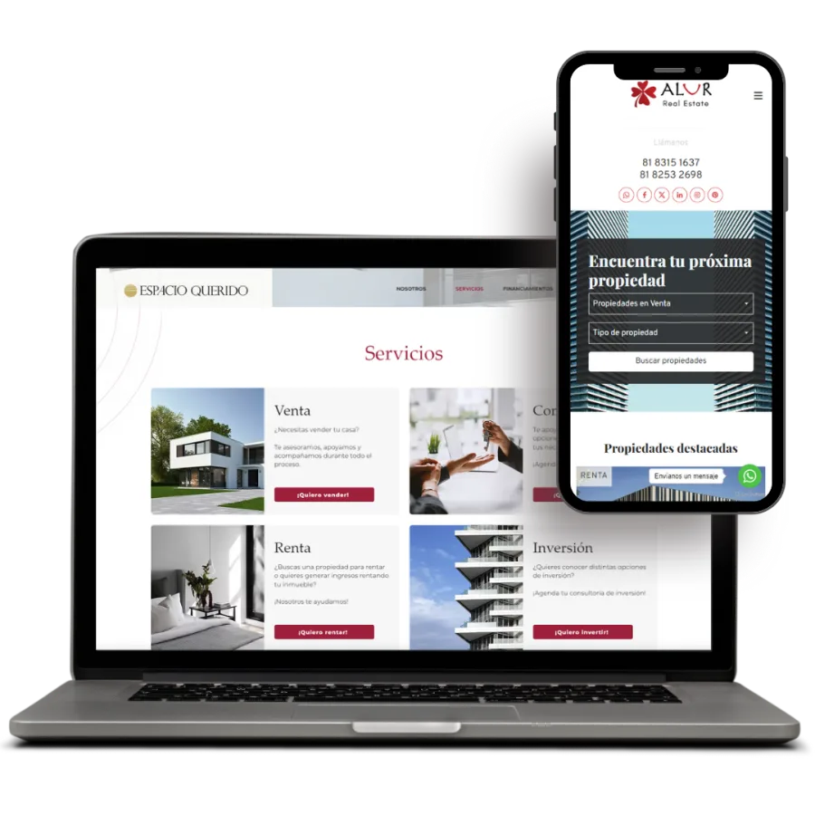 Mockup de un sitio web diseñado por ADGO en una laptop