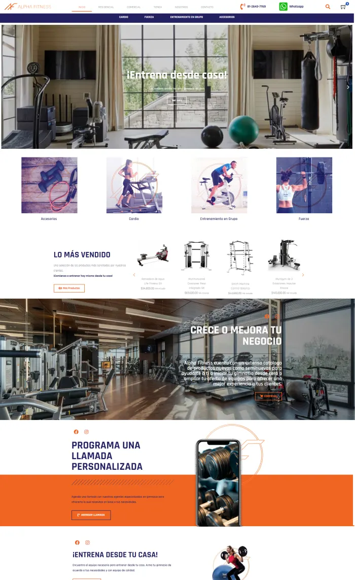 Sitio web de Alpha Fitness